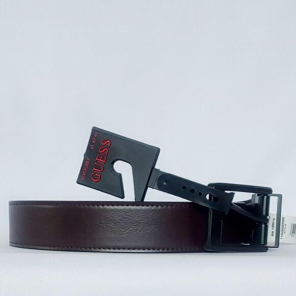 GUESS Men’s Reversible Leather Belt Black/Brown Size XL - Picture 2 of 10